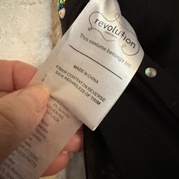 BLACK MOCK NECK BIKETARD WITH SHEER MESH AND IRIDESCENT SEQUIN DETAILING - Picture 10 of 11